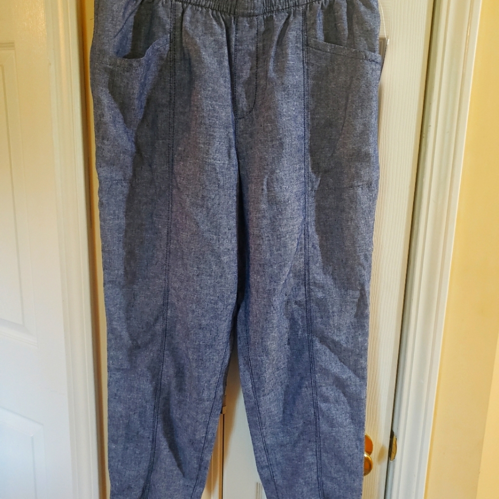 Old Navy High Waisted Cropped Linen Blend Pants, Size Medium